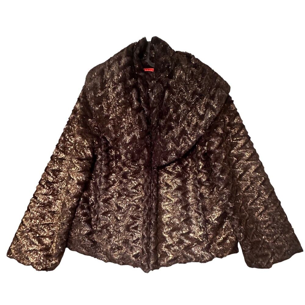 ALICE + OLIVIA Stacey Bendet $396 Brown Copper Faux Fur Coat Jacket S Whimsigoth
